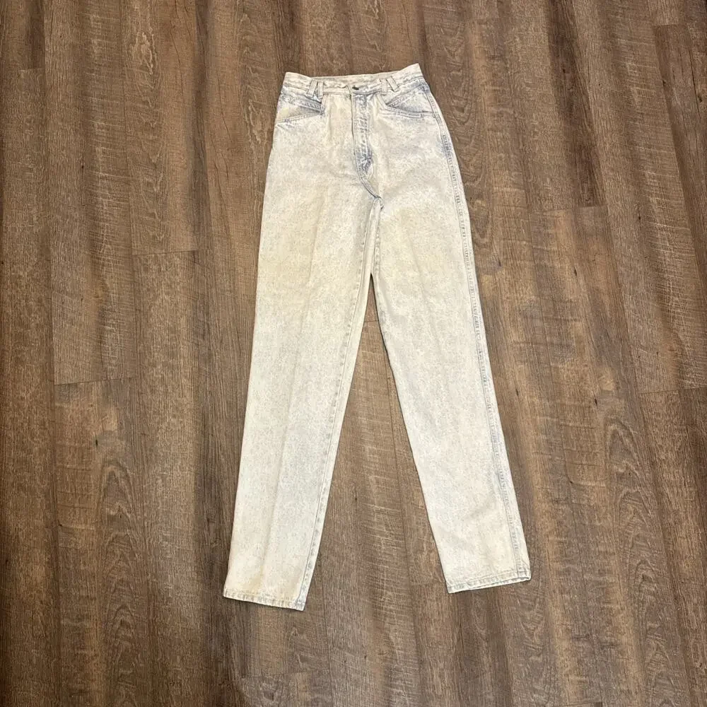 Vtg Rocky Mountain Bare Back Jeans Women Sz 29/9 Acid Wash‎ Cotton High Rise Mom